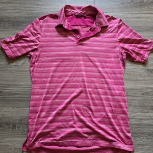 Ashworth Striped Pink Polo Shirt